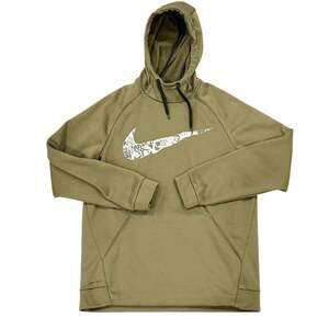 Nike Men's Medium Dri-FIT Therma Hoodie Olive Green Scrapbook Swoosh Graphic